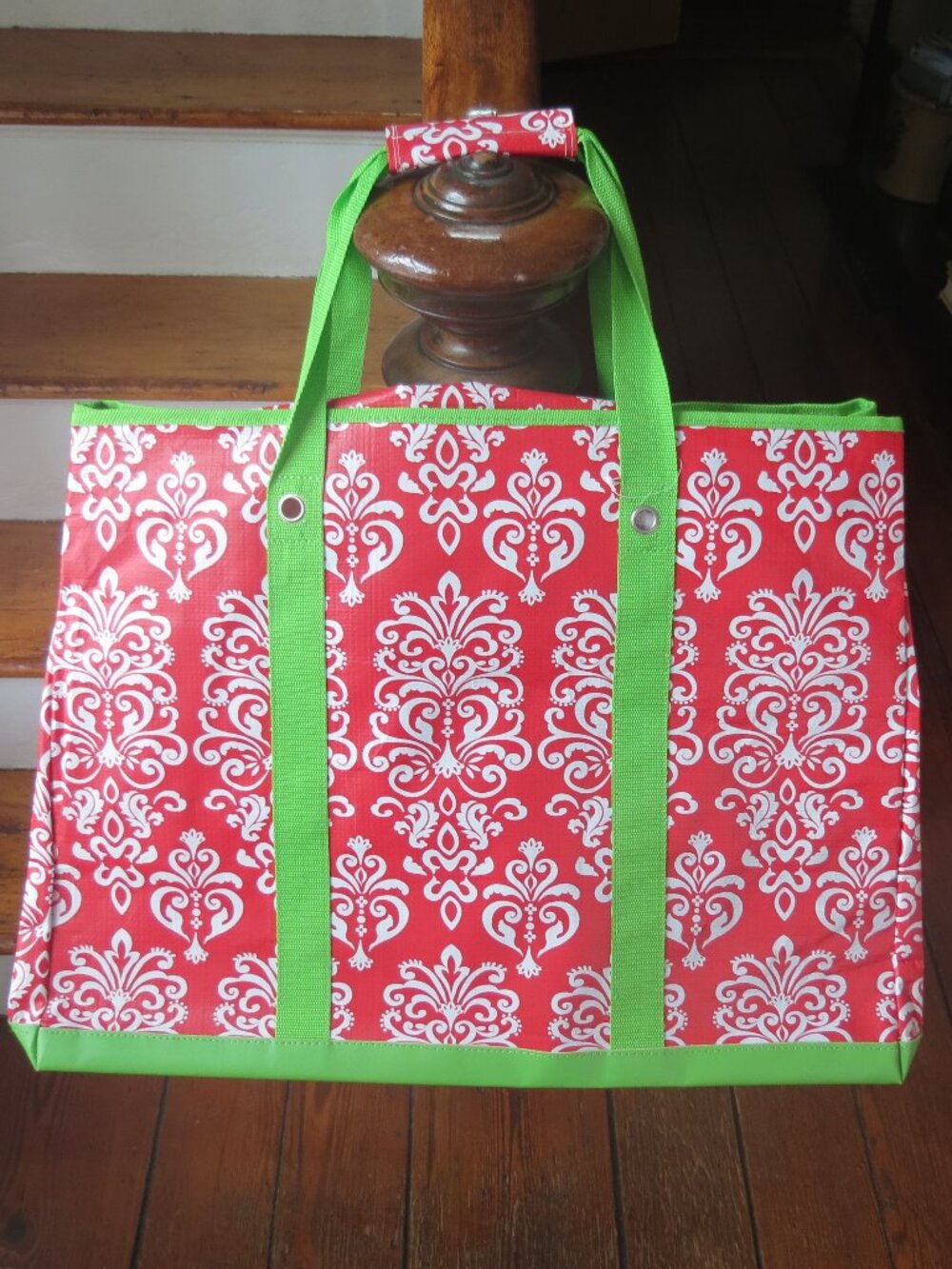 Huge Collapsible Red & White Floral Box Zipper Tote Heavy Duty New